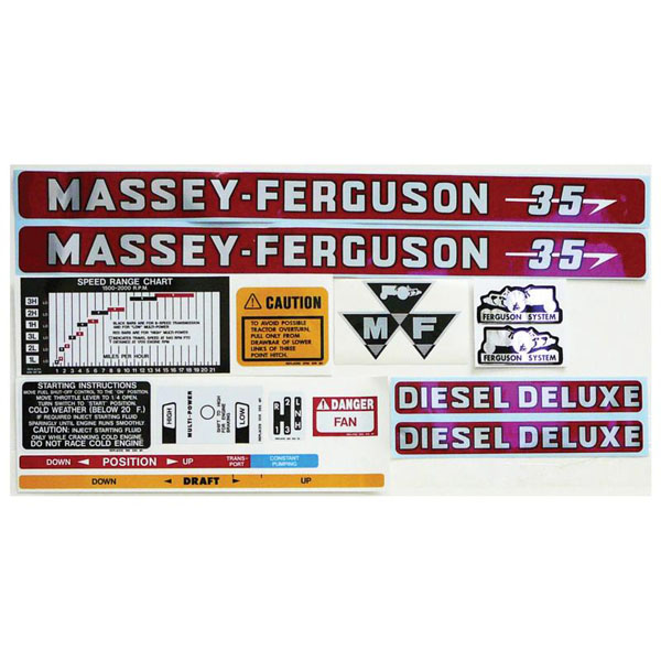 UM81386 Massey Ferguson Decal Kit, MF 35 Deluxe, Diesel