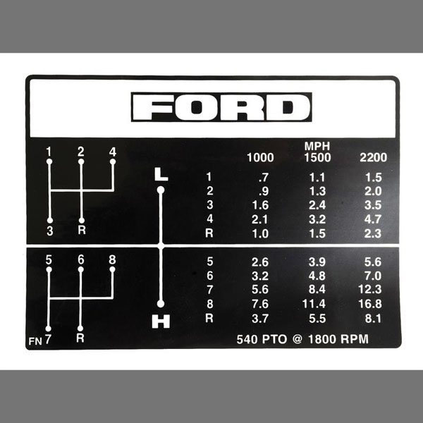 UF82380 Ford Shift Pattern Decal 4000, 4600, 8 Speed