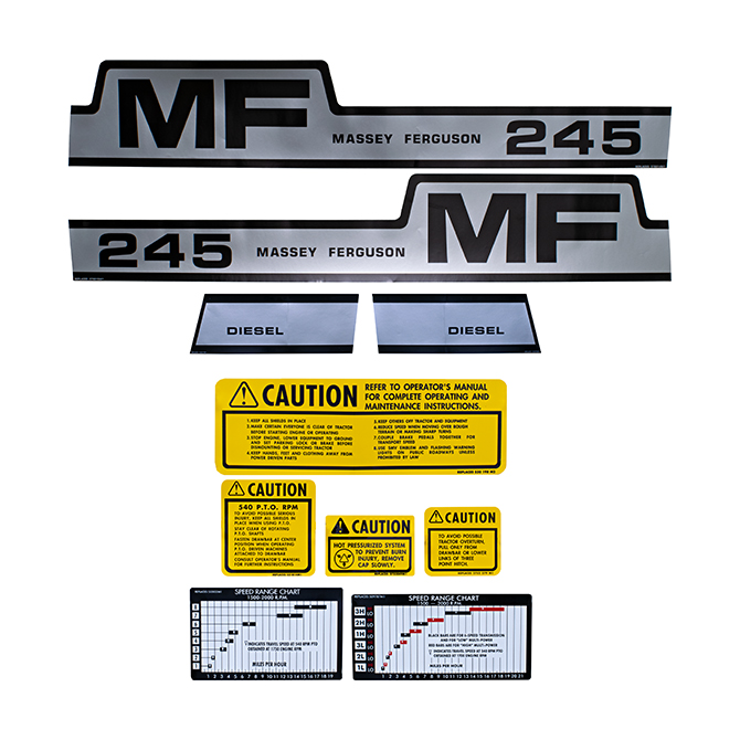 UM81464 Massey Ferguson Decal Kit, MF 245, Hump, Diesel