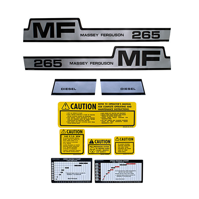 UM81469 Massey Ferguson Decal Kit, MF 265, Hump, Diesel