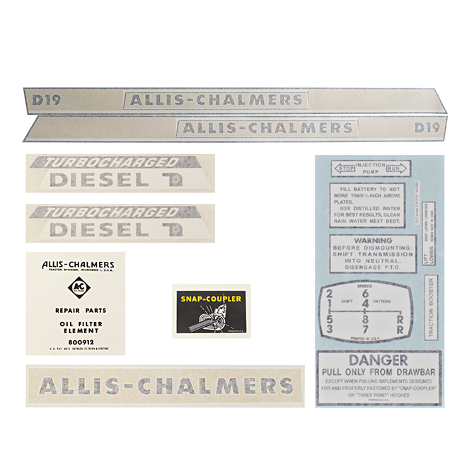UA90969V   Complete Decal Set, D-19 Diesel - Vinyl