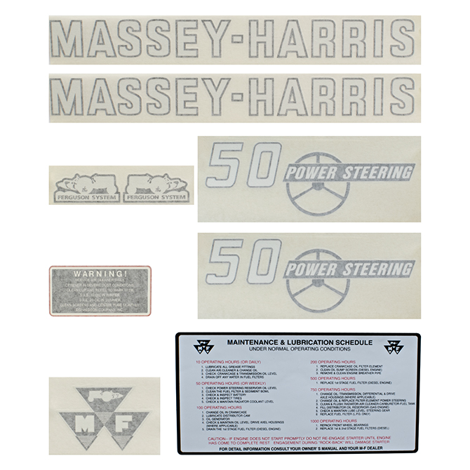 UM31389 Massey Harris Decal Set, Massey Harris 50 with P/S