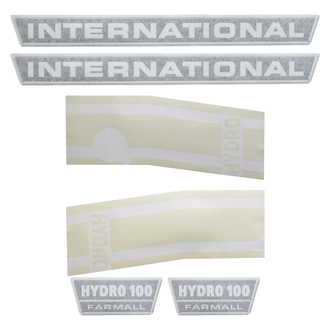 UT5273  Hood Decals, Hydro 100, Black & Chrome, with White Stripes - Vinyl